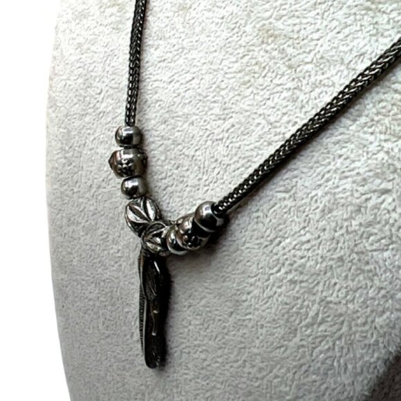 Stainless Steel Feather Necklace & Rhinestone Bracelet Set. B95 - Picture 5 of 12